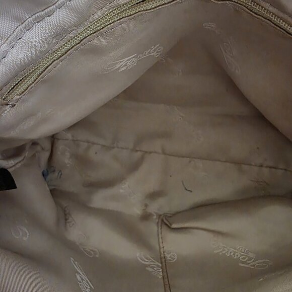 Fossil Pebbled Leather Tote Bag Cream Tan Zip Top Purse - Picture 4 of 16